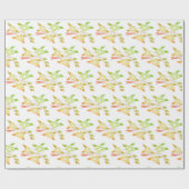 Orange und grüne Blumenmuster Geschenkpapier (Flach)