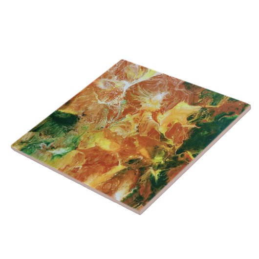 Orange und grüne Blüten Fliese (Seite)