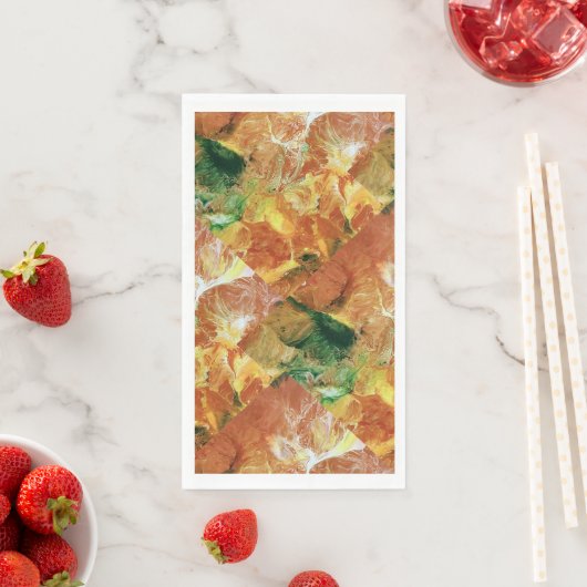 Orange und grüne Blüten Serviette (Beispiel)