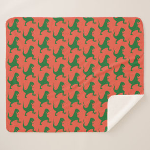 Orange und grüne Dinosaurier Weihnachtssherpa Blan Sherpadecke