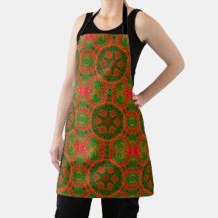 Orange und grüne Kaleidoskop-Schürze Schürze