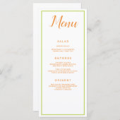 Orange und Grüne Klassik Menükarte (Vorne/Hinten)