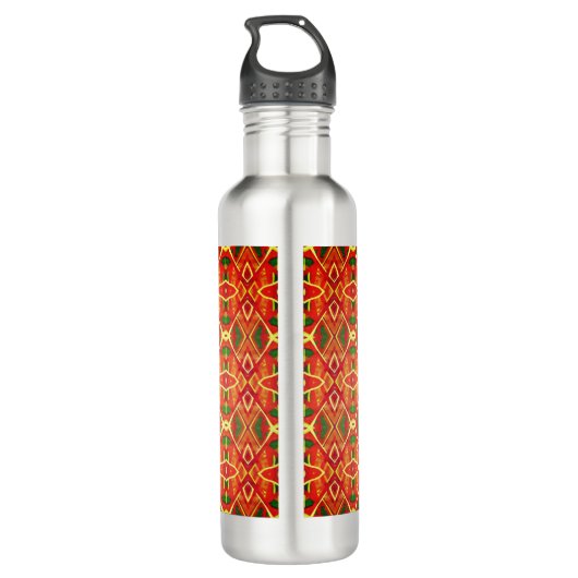 Orange und grüne Muster Edelstahlflasche (Rückseite)