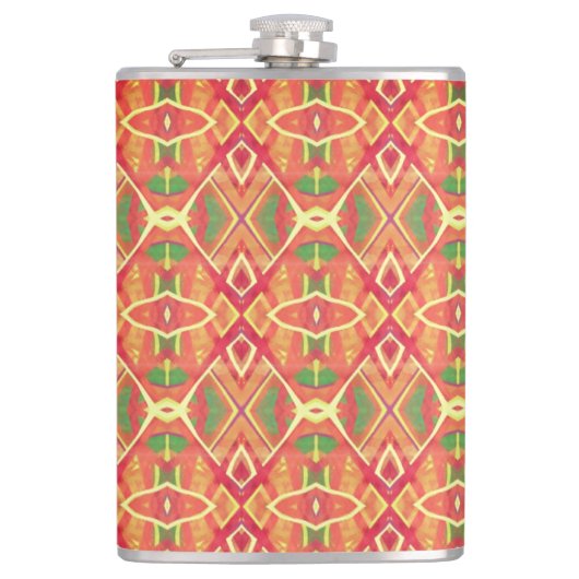 Orange und grüne Muster Flachmann (Vorderseite)