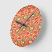 Orange und grüne Muster Runde Wanduhr (Winkel)