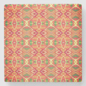 Orange und grüne Muster Steinuntersetzer (Vorderseite)