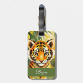 Orange und grüne Niedliche Tiger Name Gepäckanhänger (Rückseite vertikal)