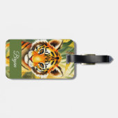 Orange und grüne Niedliche Tiger Name Gepäckanhänger (Rückseite horizontal)