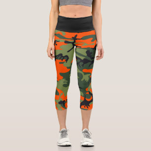 Orange und grüne Tarnung, Militär, Armee Capri Leggings