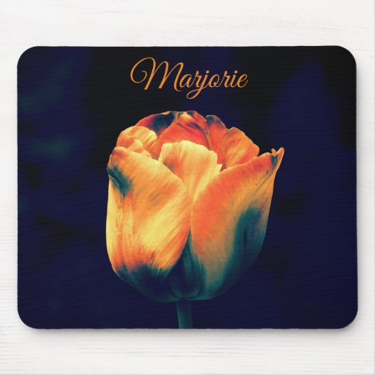 Orange und grüne Tulip *Personalize* Mousepad (Vorne)