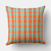 Orange-und-grüner Gingham Kissen (Rückseite)