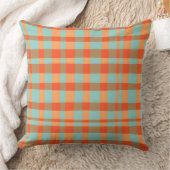 Orange-und-grüner Gingham Kissen (Decke)
