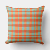 Orange-und-grüner Gingham Kissen (Vorderseite)