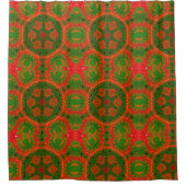 Orange und grüner Kaleidoskop Duschvorhang (Vorderseite)