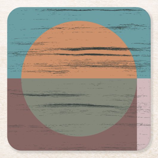 Orange und grüner Kreis Rechteckiger Pappuntersetzer (Vorderseite)