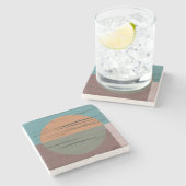 Orange und grüner Kreis Steinuntersetzer (Seitenansicht)