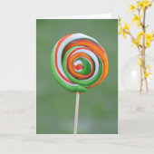 Orange und grüner Lollipop Karte (Gelbe Blume)