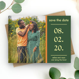 Orange und grünes afrikanisches Paar Save the Date Ankündigungspostkarte