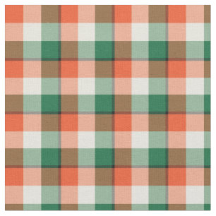 Orange und grünes Checkered kariertes Muster Stoff