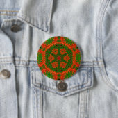 Orange und grünes Kaleidoskop-Abzeichen Button (Beispiel)
