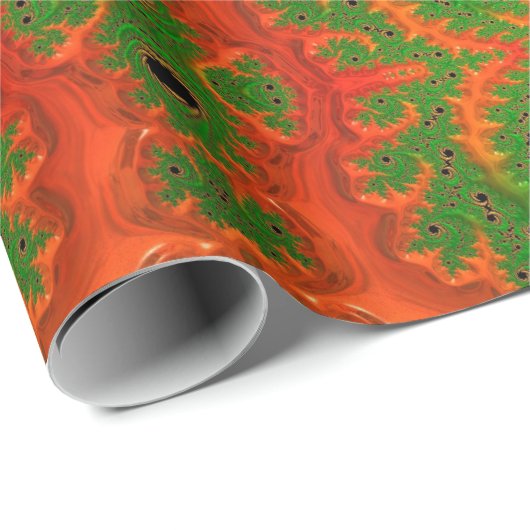 Orange und grünes Kaleidoskop Geschenkpapier (Rolleneckpunkt)