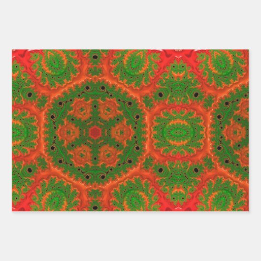 Orange und grünes Kaleidoskop Geschenkpapier Set (Vorderseite 3)