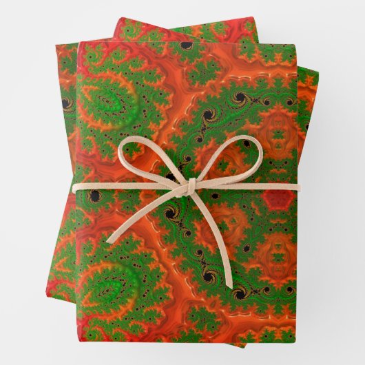 Orange und grünes Kaleidoskop Geschenkpapier Set (Beispiel)