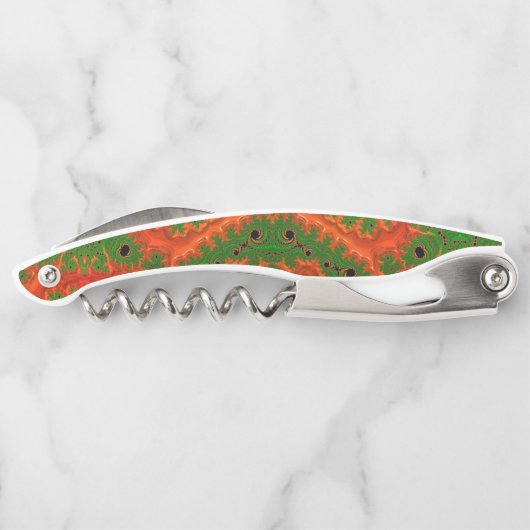 Orange und grünes Kaleidoskop Kellnermesser (Rückseite)