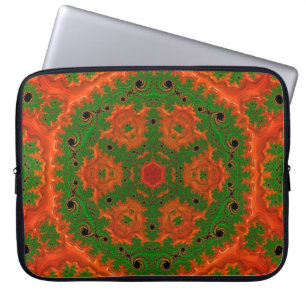 Orange und grünes Kaleidoskop Laptopschutzhülle