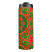 Orange und grünes Kaleidoskop Thermosbecher (Vorderseite)