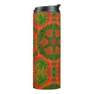 Orange und grünes Kaleidoskop Thermosbecher