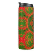 Orange und grünes Kaleidoskop Thermosbecher (Nach rechts gedreht)