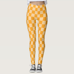 Orange und Hellorange Schachbrett Leggings