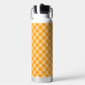 Orange und Hellorange Schachbrett Trinkflasche (Vorderseite)