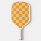 Orange und Hellorange Schachbrettmuster Pickleball Schläger (Rückseite)