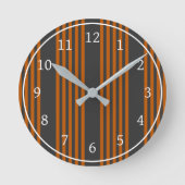 Orange und Holzkohle, fünf Streifen Runde Wanduhr (Vorderseite)