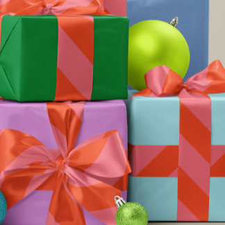 Orange und Korallenrosa breiter Streifen Ripsband