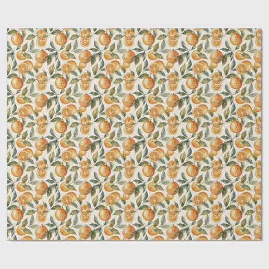 Orange und Leaf - Nahtloses Muster Geschenkpapier (Flach)
