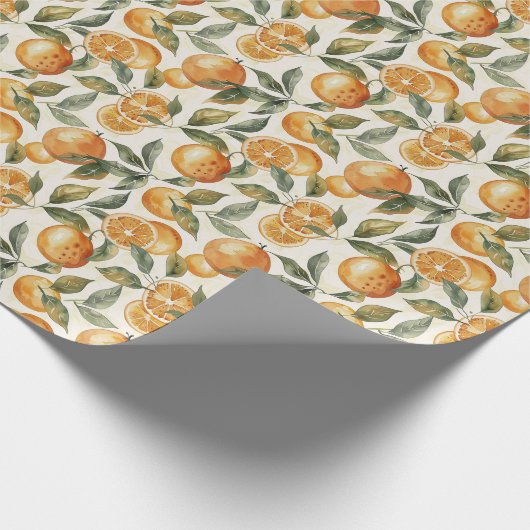 Orange und Leaf - Nahtloses Muster Geschenkpapier (Ecke)