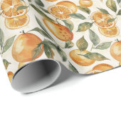 Orange und Leaf - Nahtloses Muster Geschenkpapier (Rolleneckpunkt)