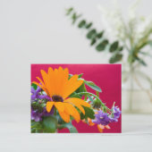 Orange und Lila Blume Thema Postkarte (Stehend Vorderseite)