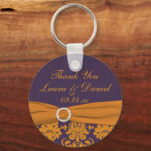 Orange und Lila Damask Wedding Gefallen Schlüssela Schlüsselanhänger (Vorderseite)