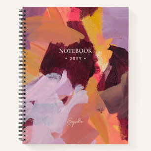 Orange und Lila   Moderne Abstrakte Kunst Personal Notizblock