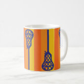 Orange und Lila Retro-Lacrosse-Sticks und -Streife Kaffeetasse (VorderseiteRechts)