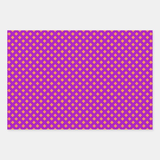 Orange- und Lila Schachbrettpapierblätter Geschenkpapier Set (Vorderseite 2)