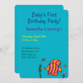 Orange und lila tropische Fische mit Seepferden Einladung (Vorne/Hinten)