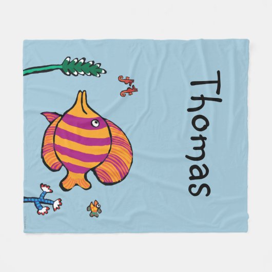 Orange und lila tropische Fische mit Seepferden Fleecedecke (Vorderseite (Horizontal))