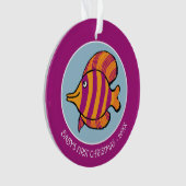 Orange und lila tropische Fische mit Seepferden Ornament (Vorderseite)