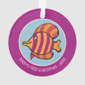 Orange und lila tropische Fische mit Seepferden Ornament (Rückseite)