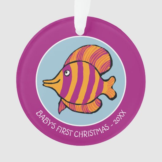 Orange und lila tropische Fische mit Seepferden Ornament (Vorderseite)